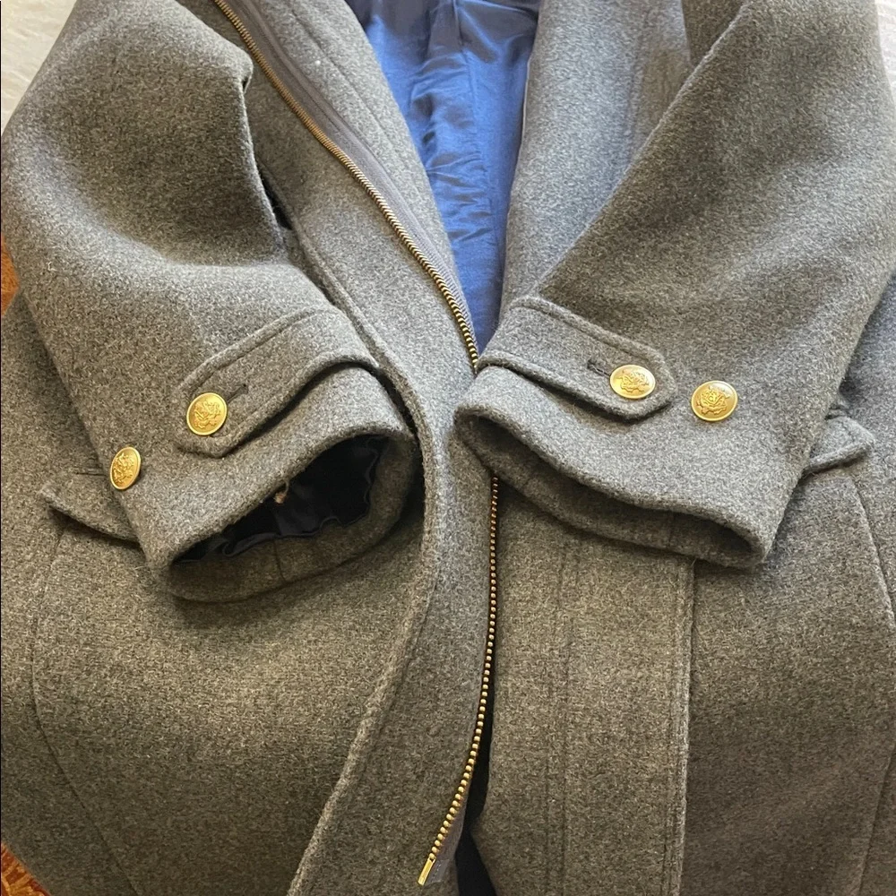 J. Crew Gray Wool-Blend Peacoat with Gold Button Detail - Picture 8 of 8